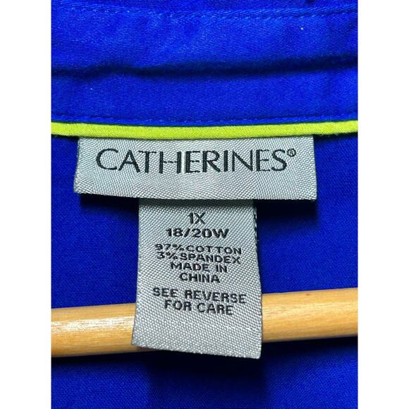 Catherines Casual Button Down 1X Sapphire Blue Shirt - Picture 2 of 8